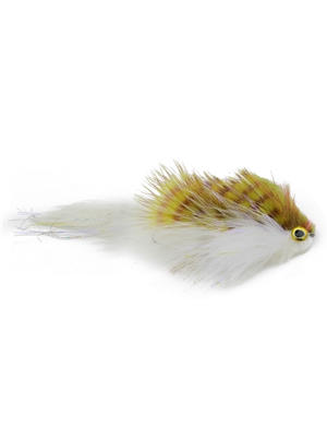 Galloup's mini Bangtail T & A Streamer- olive white Largemouth Bass Flies - Subsurface