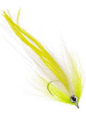 Stryker's Hollow Bunker Fly- chartreuse and white Largemouth Bass Flies - Subsurface