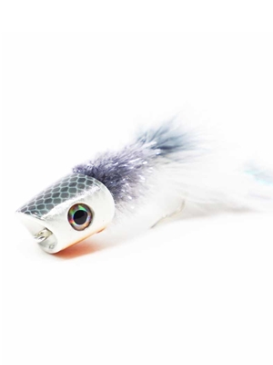 Howitzer Articulated Baitfish Popper- White flies for peacock bass