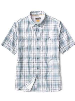 Orvis Short Sleeve Open Air Caster Shirt- blue fog plaid mad river outfitters men's shirts and tops