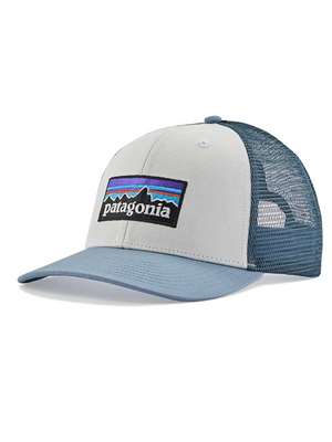 Patagonia P-6 Logo Trucker Hat in White with Light Plume Grey New Hats at Mad River Outfitters