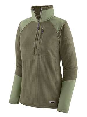Patagonia Women's Long-Sleeved R1 Fitz Roy Trout 1/4-Zip in Garden Green Mad River Outfitters Women's SALE page