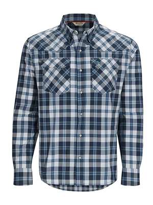 Simms Brackett Shirt- backcountry blue plaid mad river outfitters men's shirts and tops