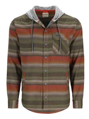 Simms Santee Flannel Hoody- clay cork stripe Men's Fall Flannels 2023- our selection of Flannel Shirts at MRO