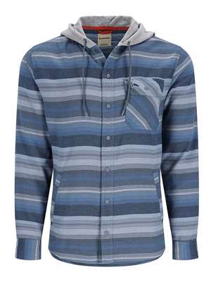 Simms Santee Flannel Hoody- midnight/neptune blue stripe Fly Fishing Apparel SALE at Mad River Outfitters