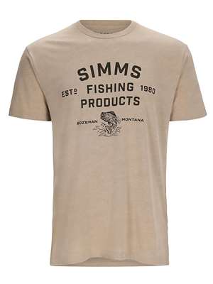 Simms Stacked Bass T-Shirt- oatmeal heather mad river outfitters Men's T-Shirts