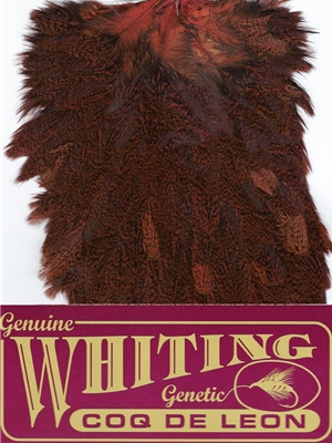 Whiting Farms Coq de Leon Hen Saddle speckled burnt orange Feathers and Marabou