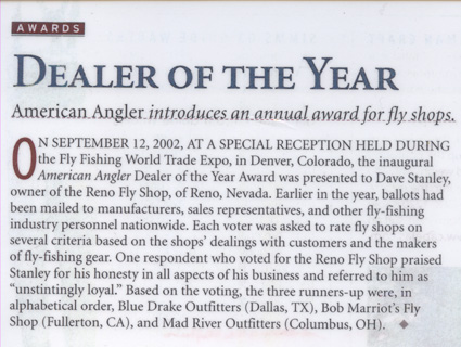 Mad River Outfitters nominated as Dealer of the Year in 2002!