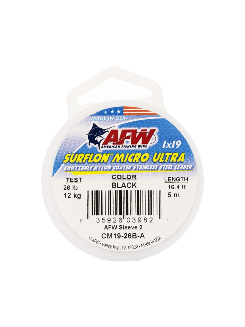 46 LB AFW MICRO ULTRA 19 STRAND 1X19 COATED-KNOTABLE-STAINLESS STEEL WIRE 