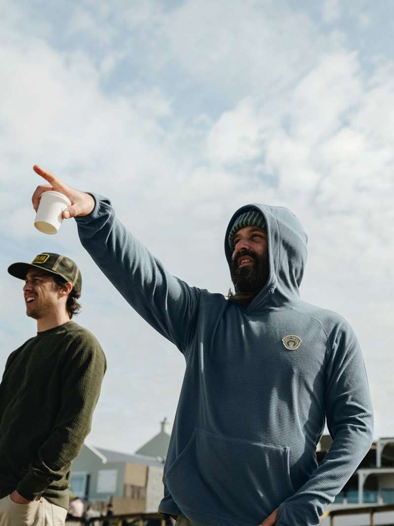 Howler Brothers Palo Duro Fleece Hoodie in Stormy Sea