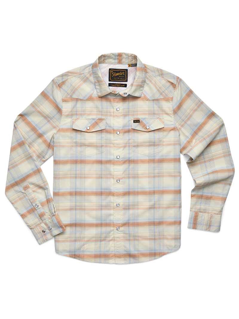 Howler Brothers H Bar Tech Longsleeve in Cameron Plaid Cream
