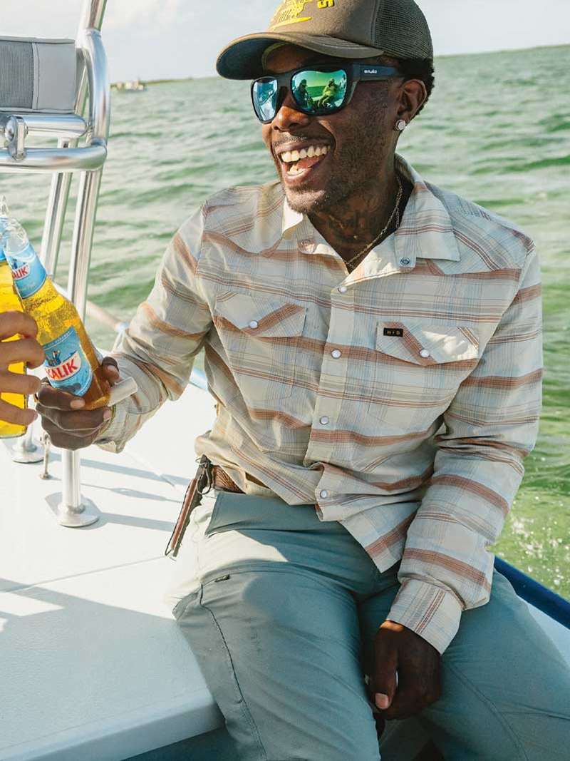 Howler Brothers H Bar Tech Longsleeve in Cameron Plaid Cream