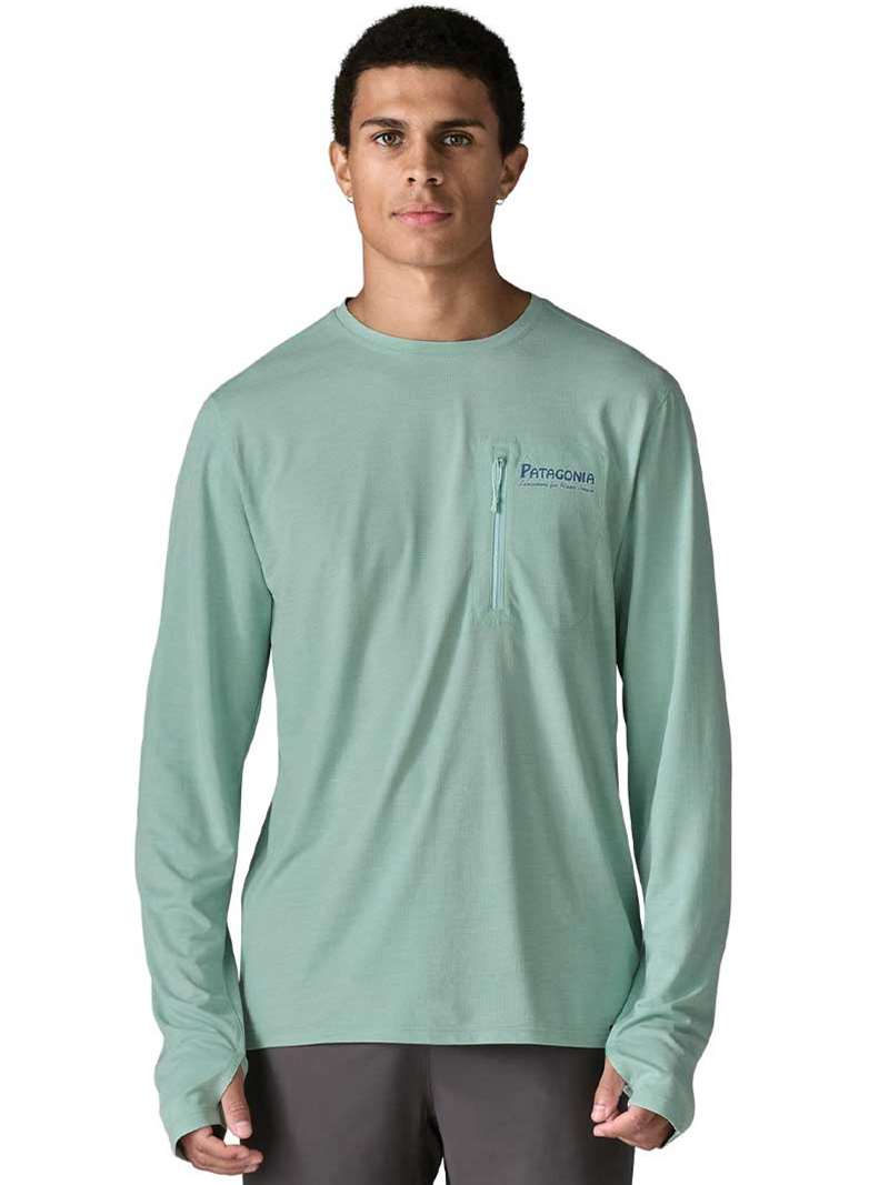 Men's Long-Sleeved Capilene Cool Sun Shirt - Water People Banner in Thermal Blue