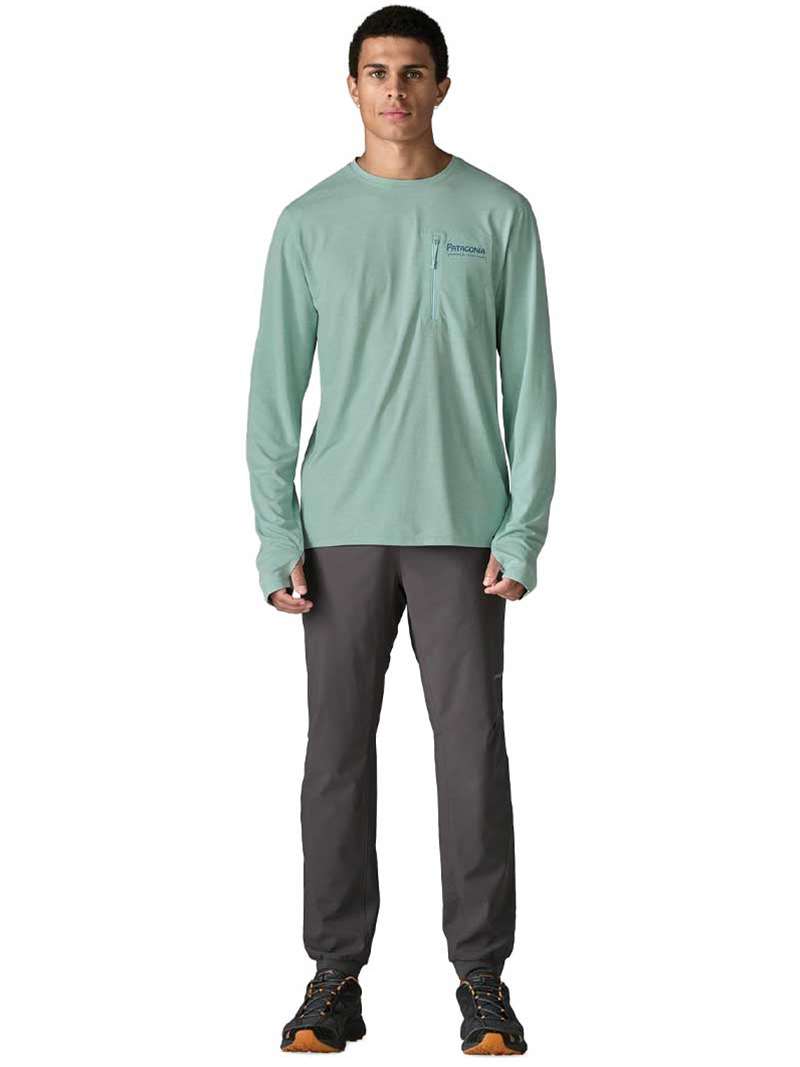 Men's Long-Sleeved Capilene Cool Sun Shirt - Water People Banner in Thermal Blue