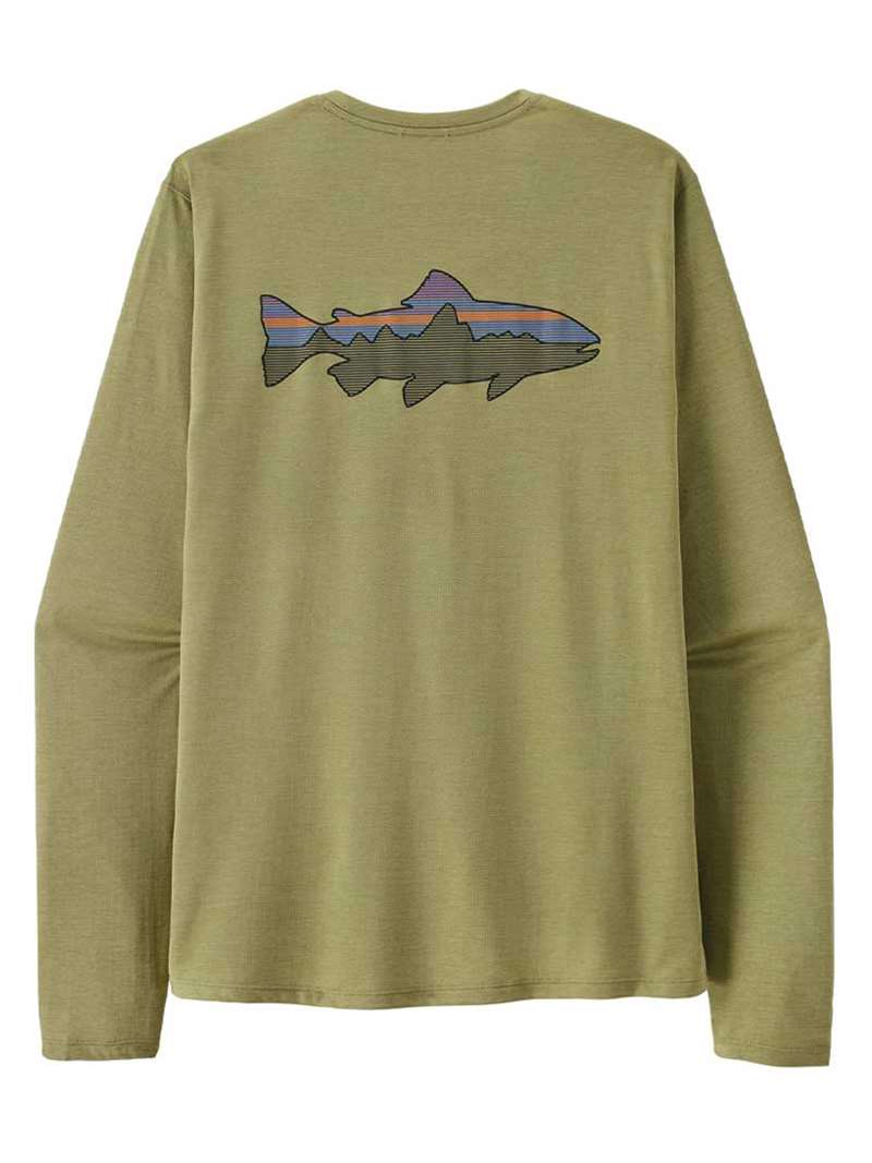 Patagonia Men's Long-Sleeved Capilene Cool Sun Shirt - Fitz Roy Trout in Gumtree Green - Light Gumtree Green X-Dye