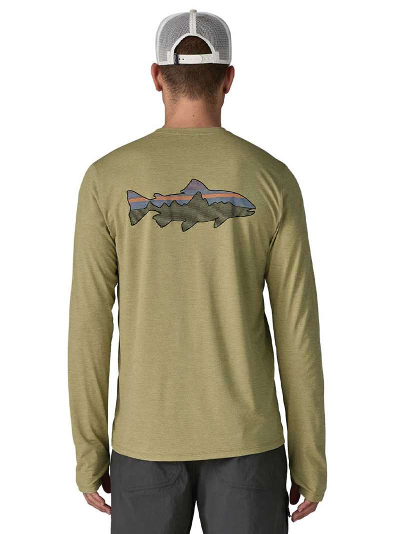 Patagonia Men's Long-Sleeved Capilene Cool Sun Shirt - Fitz Roy Trout in Gumtree Green - Light Gumtree Green X-Dye