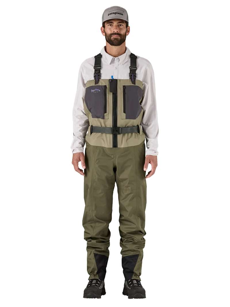 Patagonia Men's Swiftcurrent Traverse Zip-Front Waders is built for years of work and engineered to reduce weight and bulk without sacrificing durability and available at Mad River Outfitters!