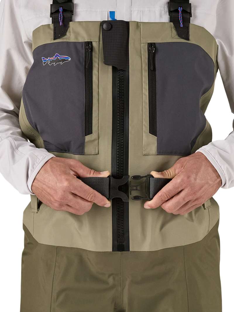 Patagonia Men's Swiftcurrent Traverse Zip-Front Waders is built for years of work and engineered to reduce weight and bulk without sacrificing durability and available at Mad River Outfitters!