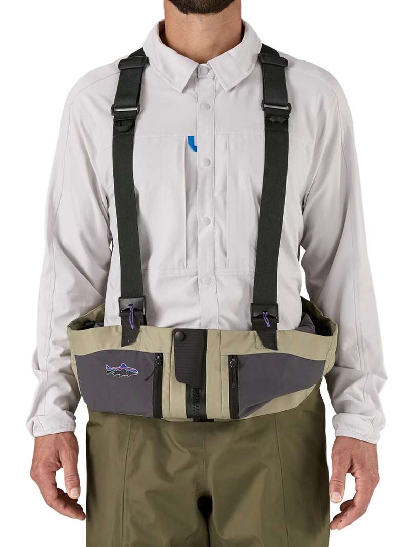 Patagonia Men's Swiftcurrent Traverse Zip-Front Waders is built for years of work and engineered to reduce weight and bulk without sacrificing durability and available at Mad River Outfitters!