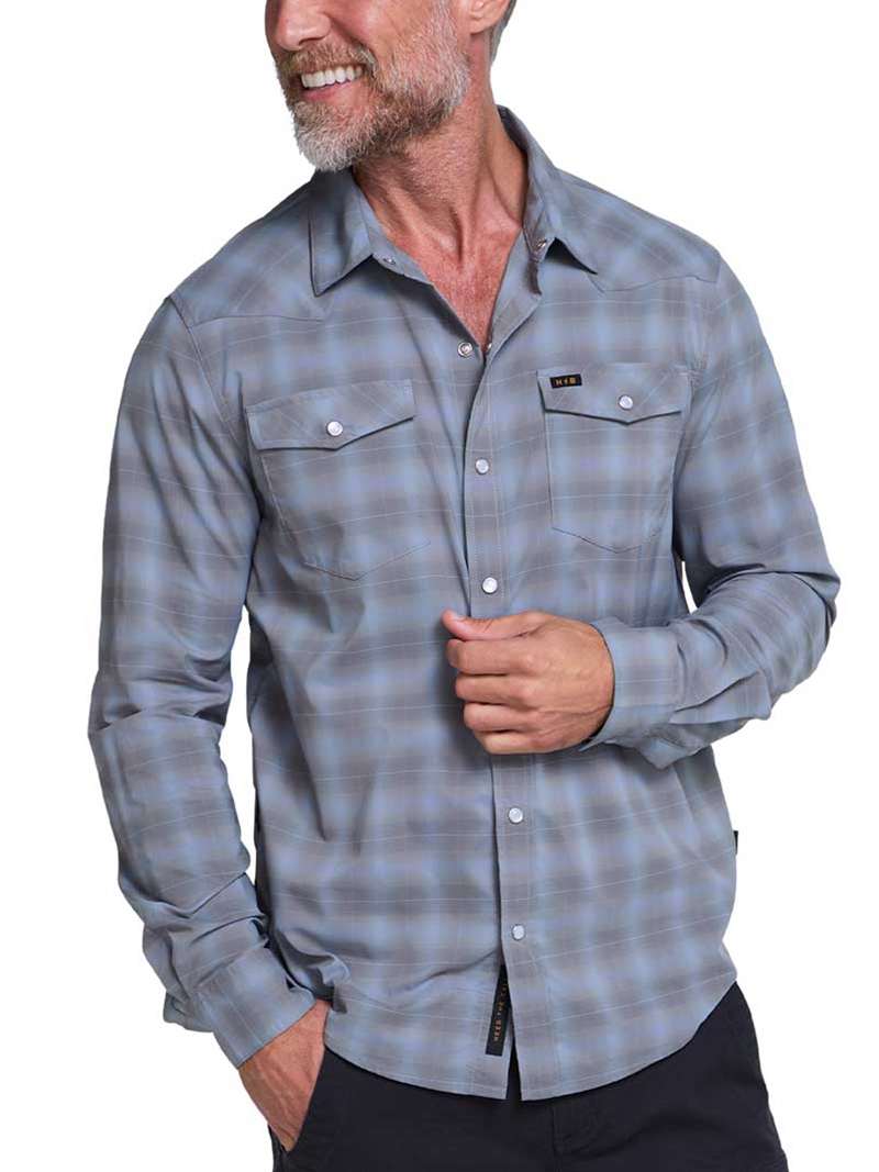 Howler Brothers H Bar Tech Longsleeve in Kent Plaid: Tradewinds