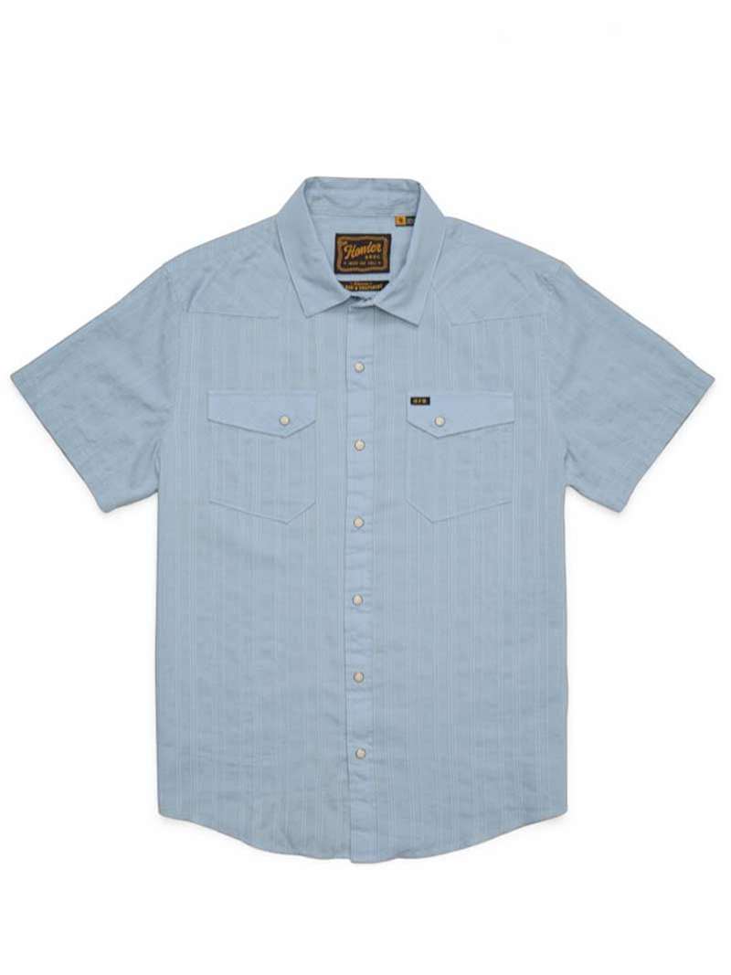 Howler Brothers H Bar B Snapshirt in Eyelet Stripe/Sky Blue