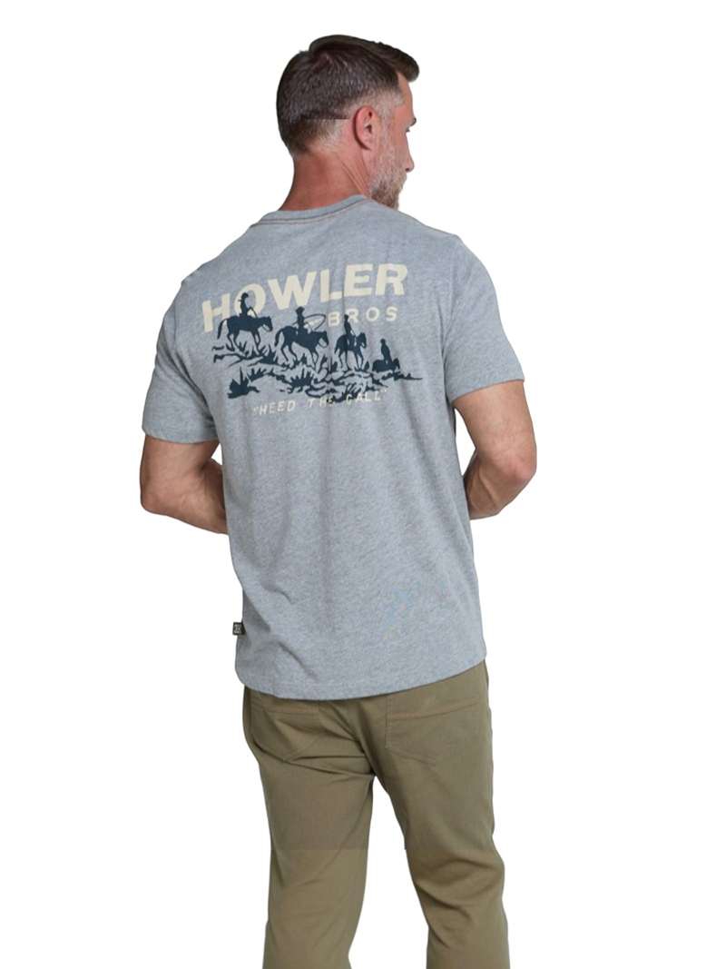 Howler Brothers Posse Return Pocket T-Shirt- Gray Heather