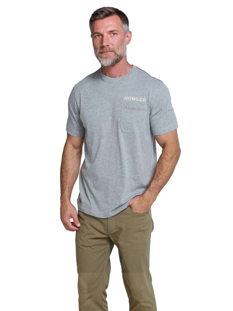 Howler Brothers Posse Return Pocket T-Shirt- Gray Heather
