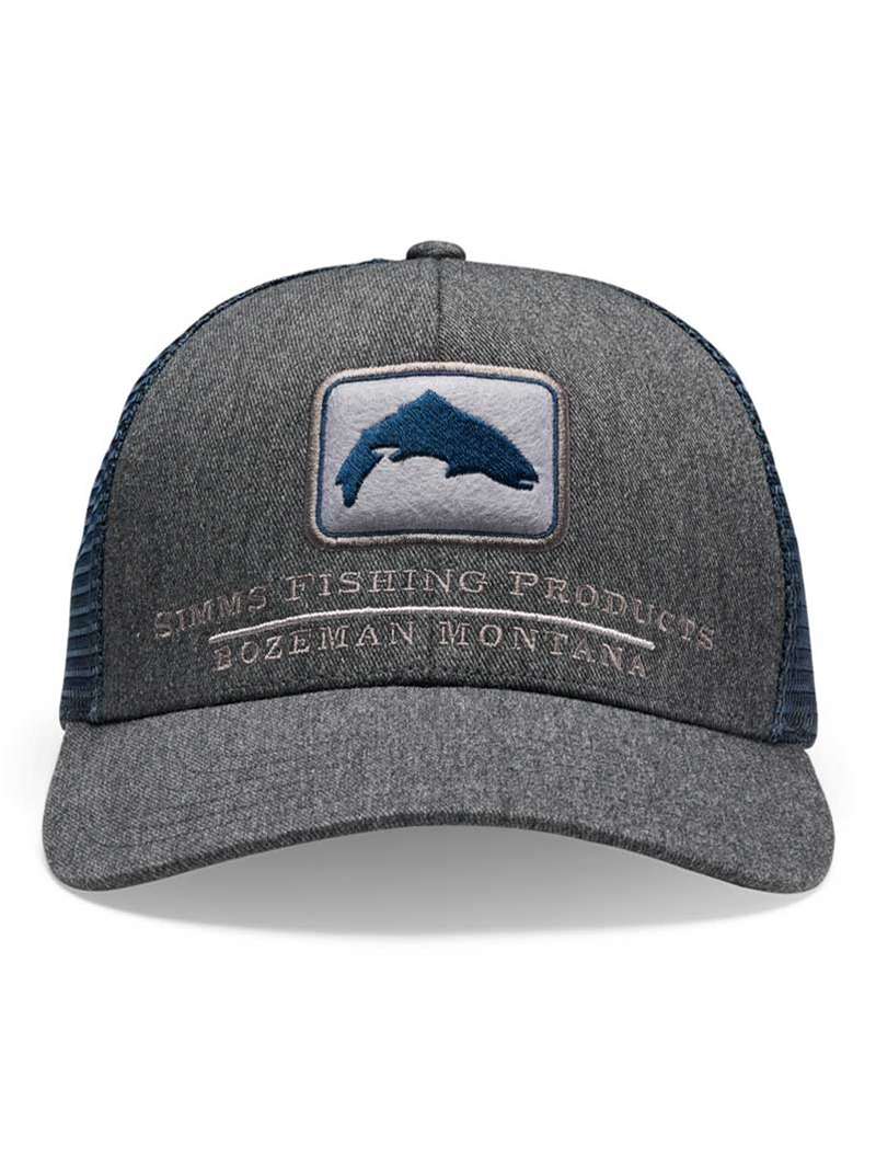 Simms Double Haul Trout Icon Trucker Hat- tahitian pearl heather
