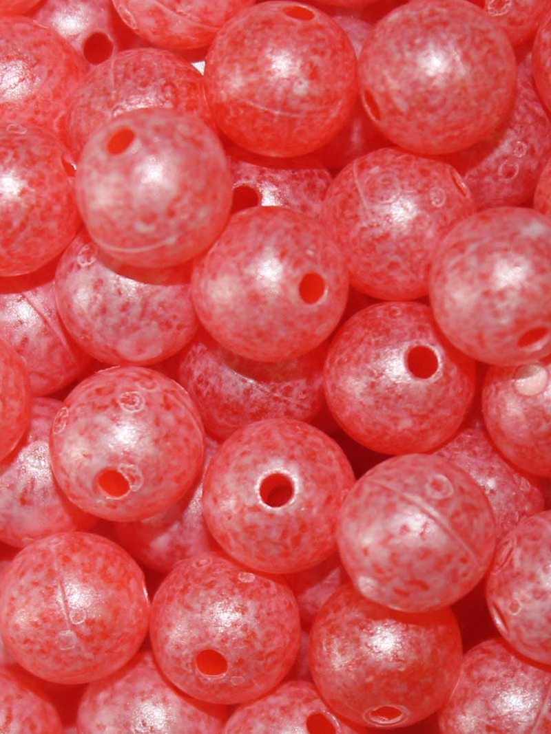 50 Pack of 8mm Pink Roe color drift beads for steelhead and trout 