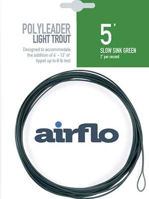 Airflo 5' Light Trout Polyleaders- Slow Sink Specialty Fly Fishing Leaders - Furled, Wire Etc.