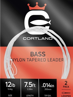 Cortland 7 1/2' Nylon Tapered Bass Leaders Standard Fly Fishing Leaders - Trout  and  Bass