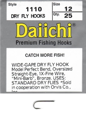 DAIICHI 1110 HOOK - Wide Gape Straight Bigger Eye Dry Fly Tying Hooks-100  ct Box $22.75 - PicClick