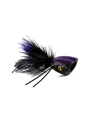 Double Barrel Popper- Black Smallmouth Bass Flies- Surface