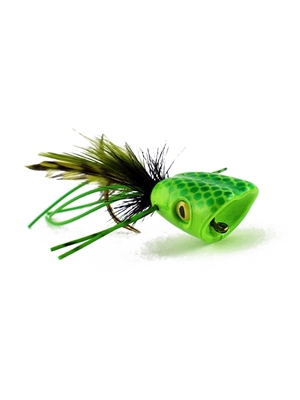 Double Barrel Popper- Green/Chartreuse Smallmouth Bass Flies- Surface