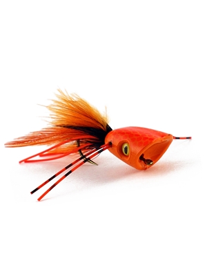 Double Barrel Popper- Orange Smallmouth Bass Flies- Surface