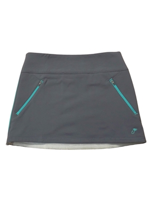 FisheWear Allagash Soft-Shell Skirt in grey/teal. Women's Fly Fishing