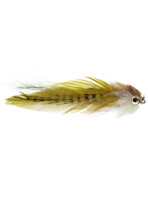 Kelly Galloup's Belly Bumper Streamer- olive/white flies for saltwater, pike and stripers
