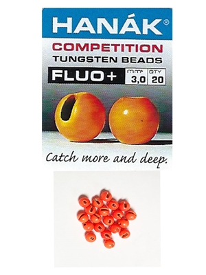 Hanak Competition Slotted Tungsten Beads fluorescent orange Beads, Cones  and  Eyes