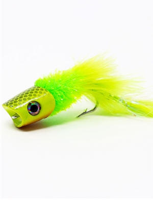 Howitzer Articulated Baitfish Popper- Yellow/Chartreuse flies for saltwater, pike and stripers