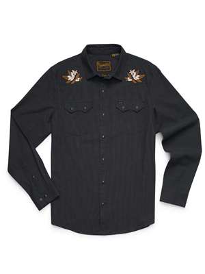 Howler Brothers Crosscut Deluxe Snapshirt- Orange Blossoms on Antique Black Howler Brothers Apparel at Mad River Outfitters