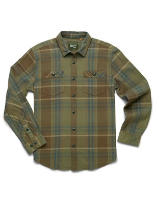 Howler Brothers Rodanthe Flannel at Mad River Outfitters in Thistle Green. mad river outfitters men's shirts and tops