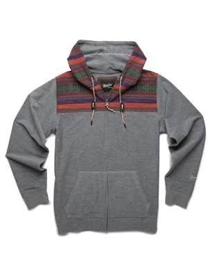 Howler Brothers Shaman Zip Hoodie in Heather Grey/Zona Jacquard. mad river outfitters men's shirts and tops