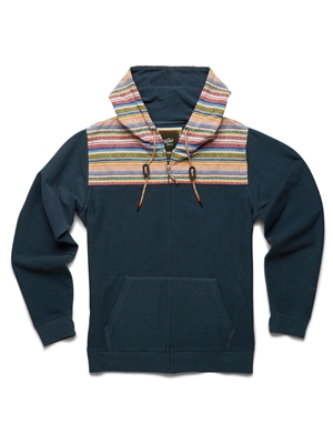 Howler Brothers Shaman Zip Hoodie in Navy/Pisco Jacquard. Men's Layering and Insulation