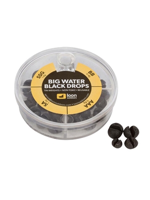 Loon Black Drops Tin Split-Shot- 4 division big water selector pack Fly Fishing Split Shot at Mad River Outfitters