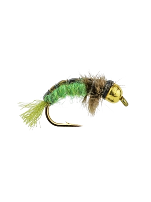 John Barr's Bead Head Net Builder Caddis Larva- green caddisflies fly fishing