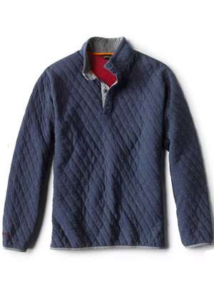 Orvis Quilted Snap Sweatshirt- navy Men's Fly Fishing Shirts at Mad River Outfitters