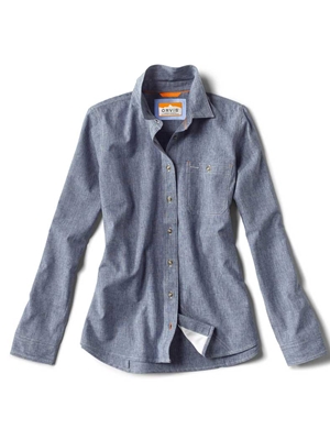 Orvis Women's Tech Chambray Workshirt- blue chambray Women's Fly Fishing Shirts at Mad River Outfitters