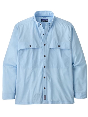 Patagonia Men's Long-Sleeved Island Hopper Shirt in Lago Blue. mad river outfitters men's shirts and tops