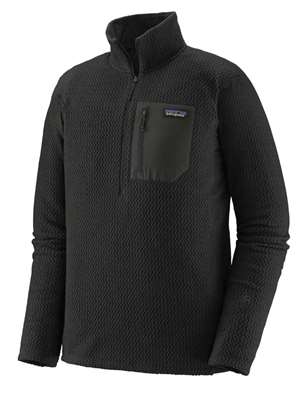 Patagonia Men's R1 Air Zip-Neck in Black Fly Fishing Insulation