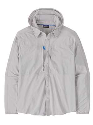 Patagonia Men's River Rambler Hybrid Sun Hoody in Crisp Grey Men's Fly Fishing Shirts at Mad River Outfitters